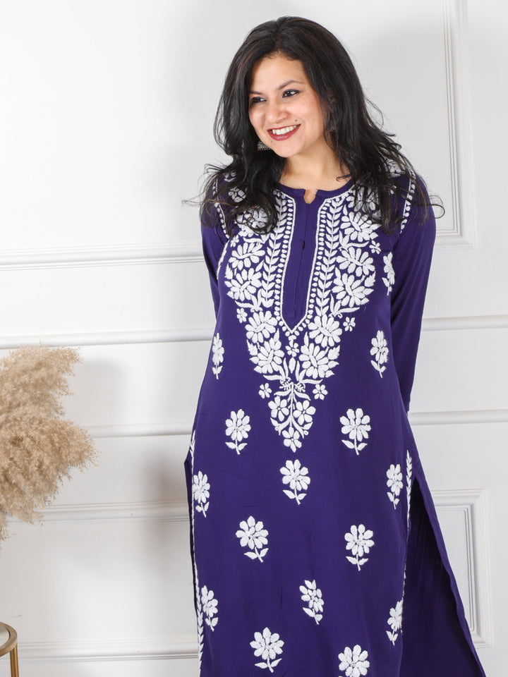Raabta Dark Blue Chikankari Work Modal Kurti