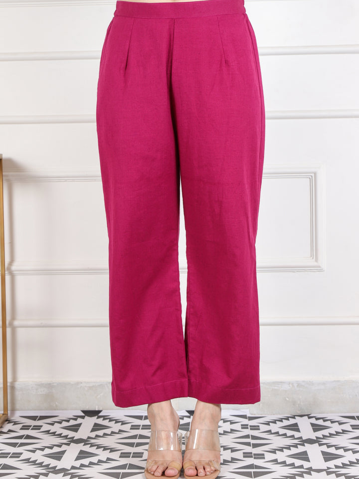 Berry Purple Plain Broad Hem Cotton Flex Bottom