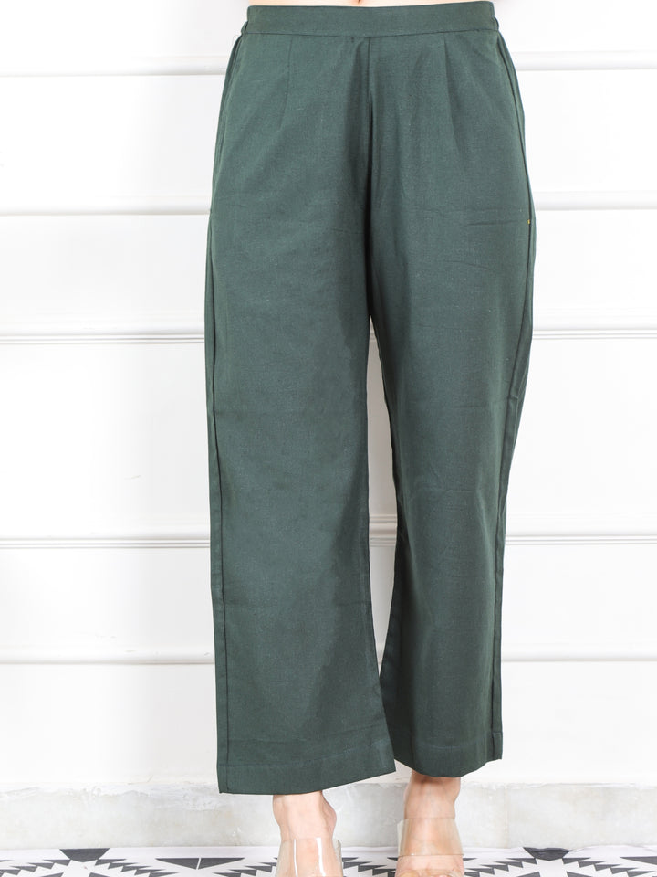 Sacramento Green Plain Broad Hem Cotton Bottom