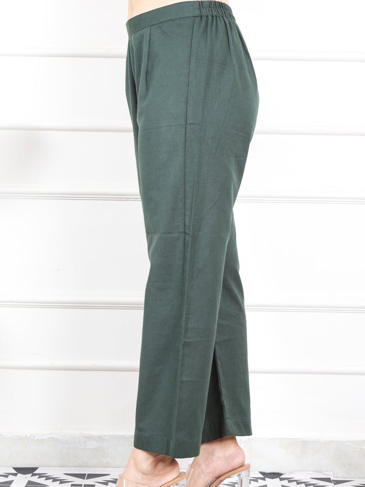 Sacramento Green Plain Broad Hem Cotton Bottom