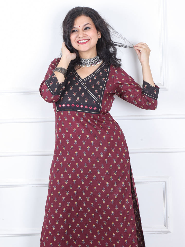 Mannat Ruby Purple Printed Angrakha Yock in Printed Cotton Kurti