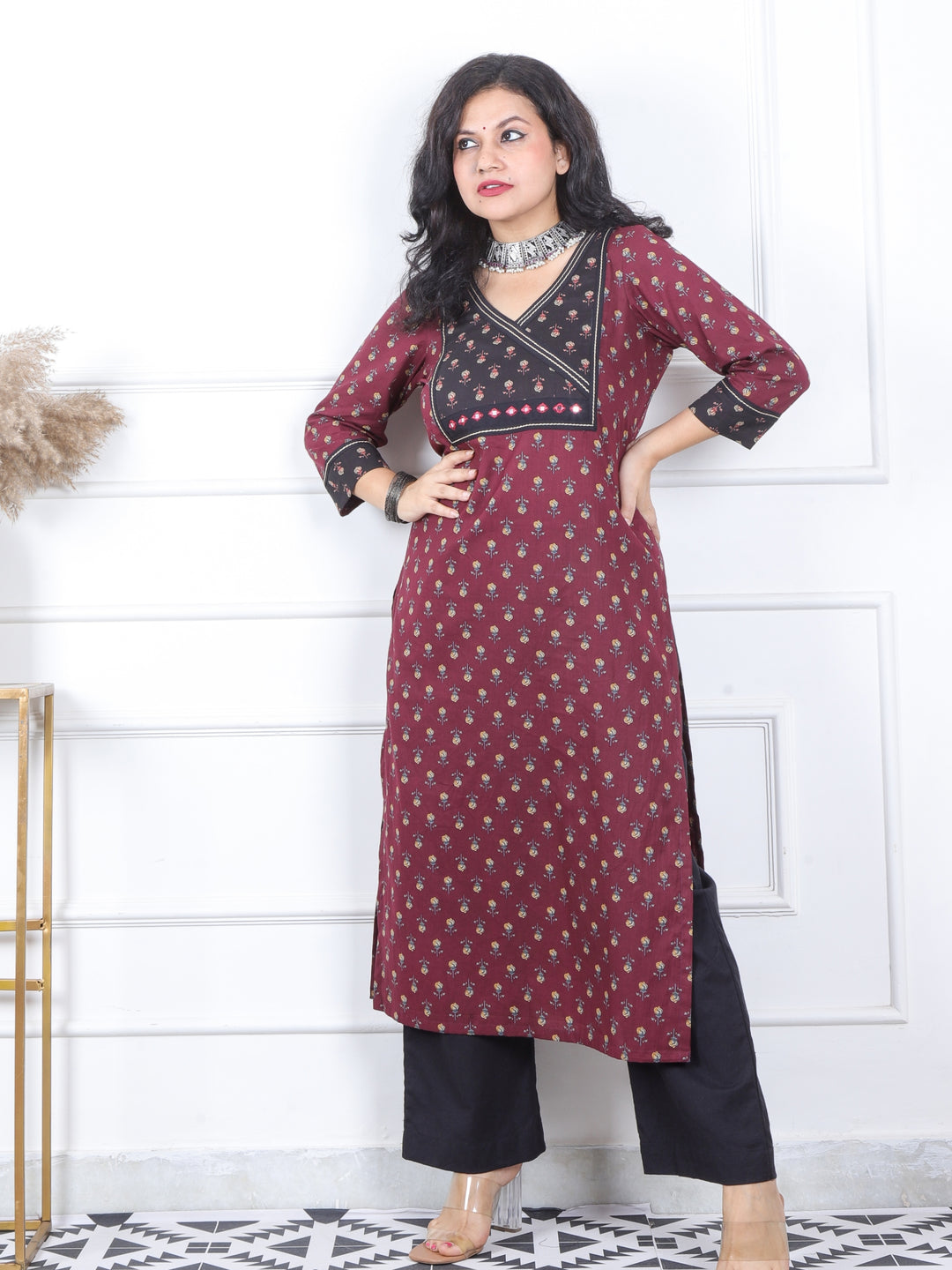 Mannat Ruby Purple Printed Angrakha Yock in Printed Cotton Kurti