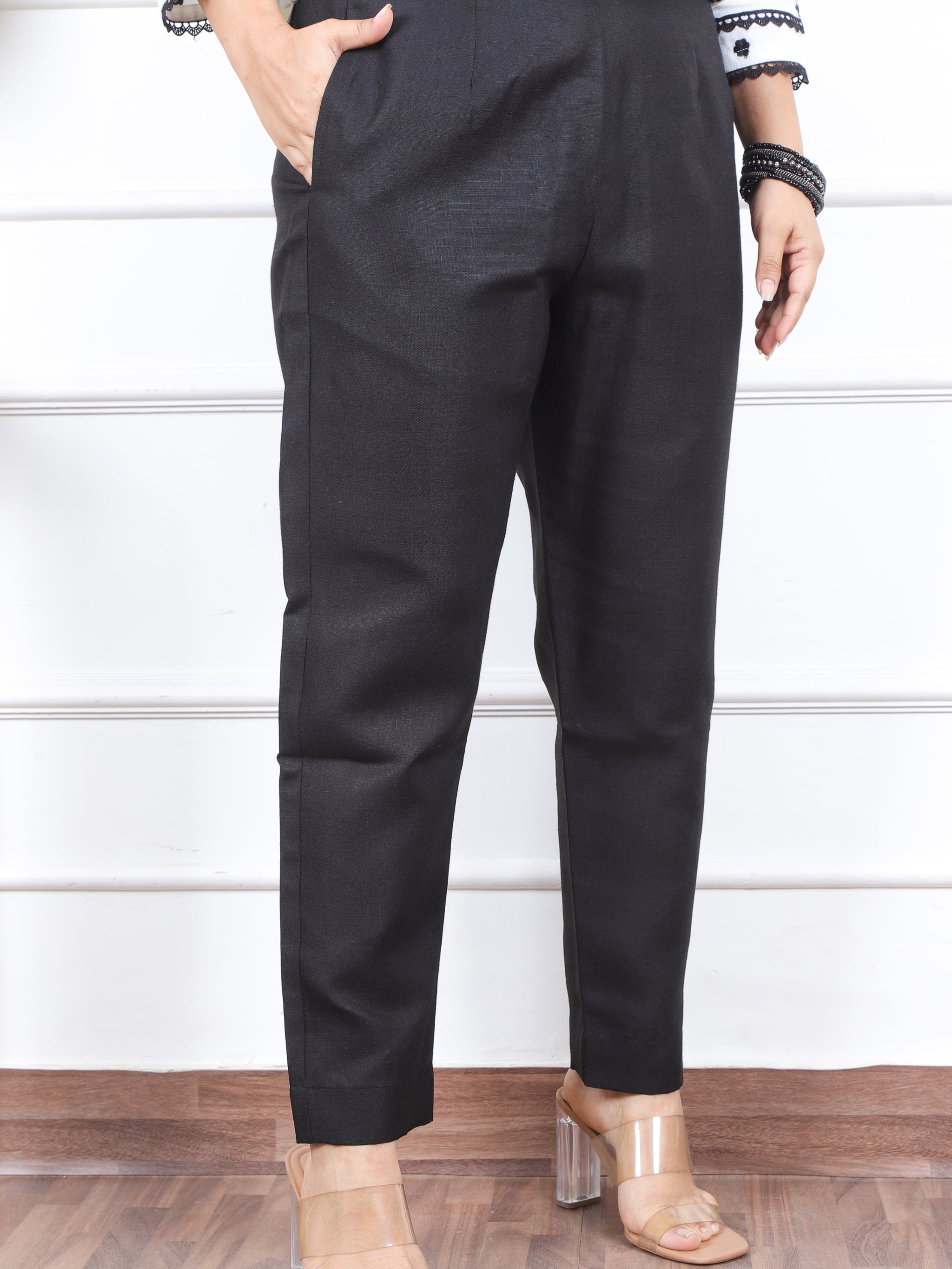 Roop Night Black Plain Cotton Flex Bottom – Desisandook Enterprises ...
