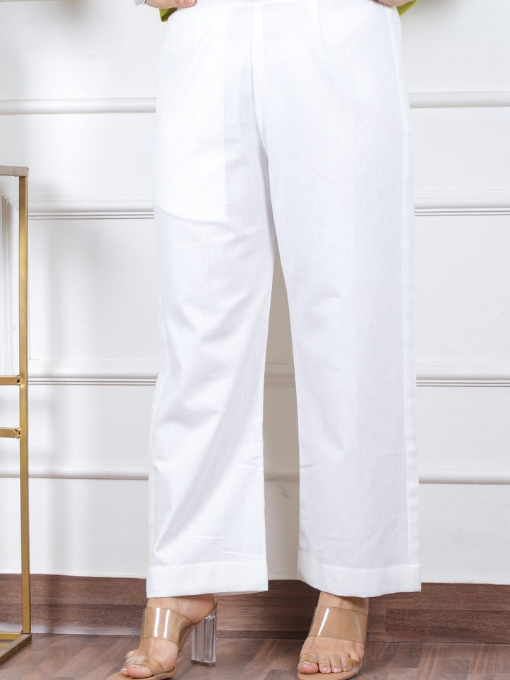 Roop Pearl White Plain Cotton Flex Bottom