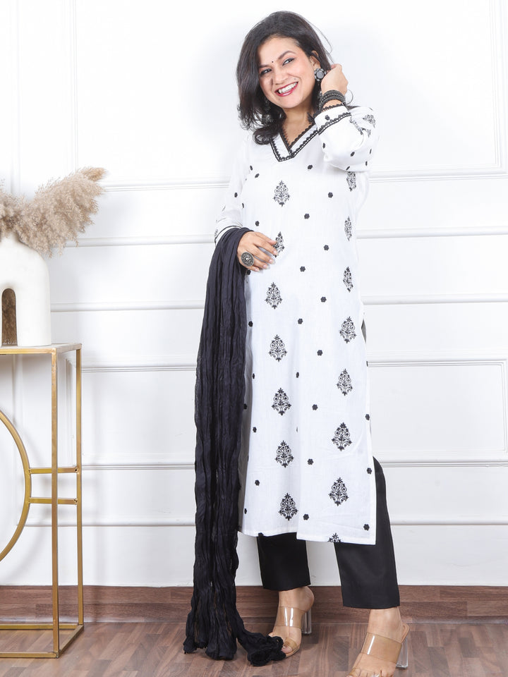 Roop Night Black Plain Cotton Dupatta