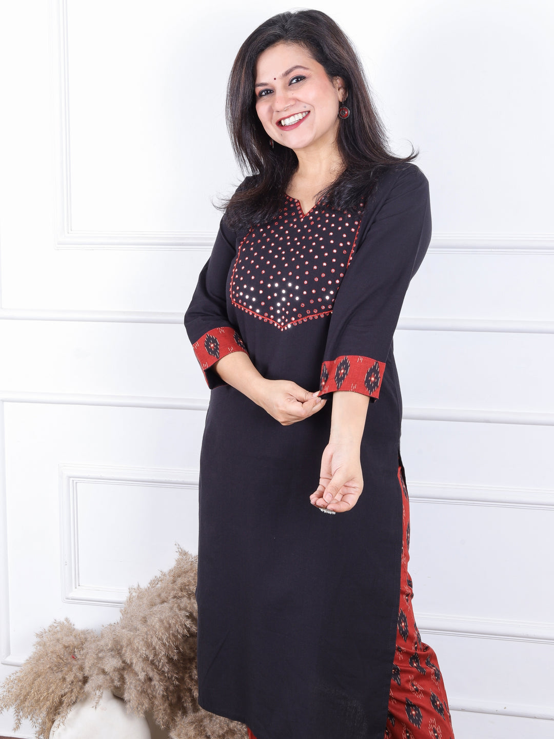 Gulbaras Ebony Black Patra with Thread Work Patch Cotton 2 Piece Set