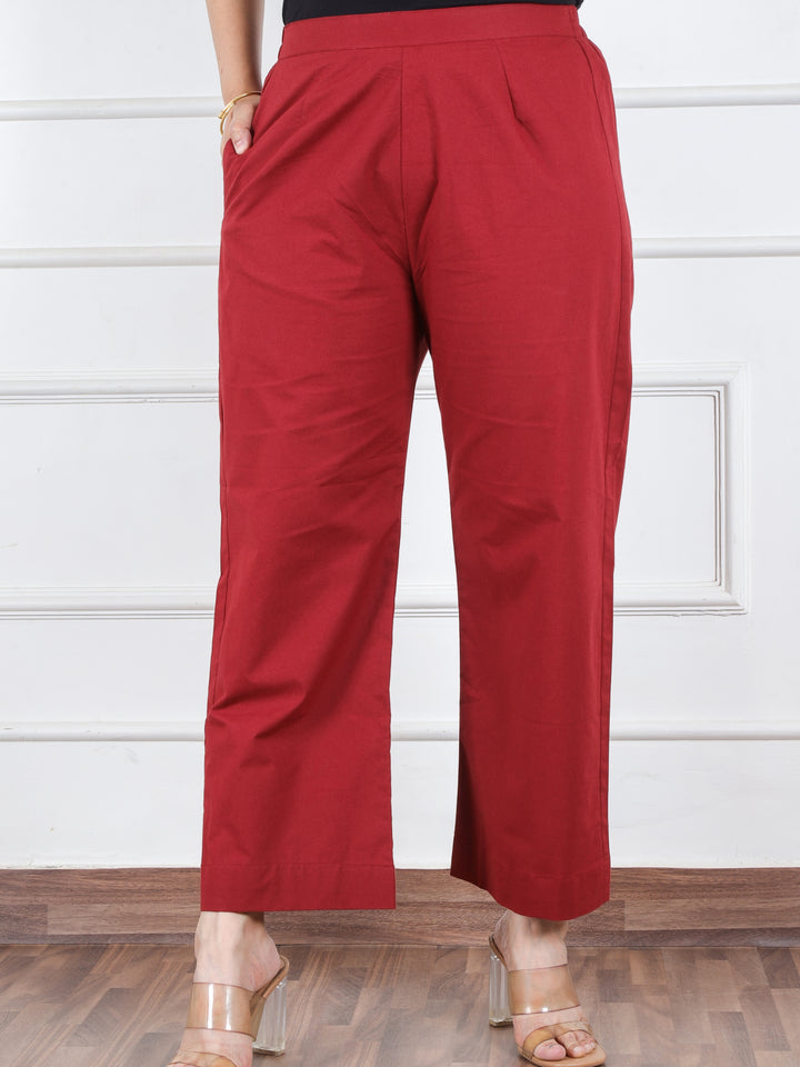 Cherry Red Plain Cotton Bottom