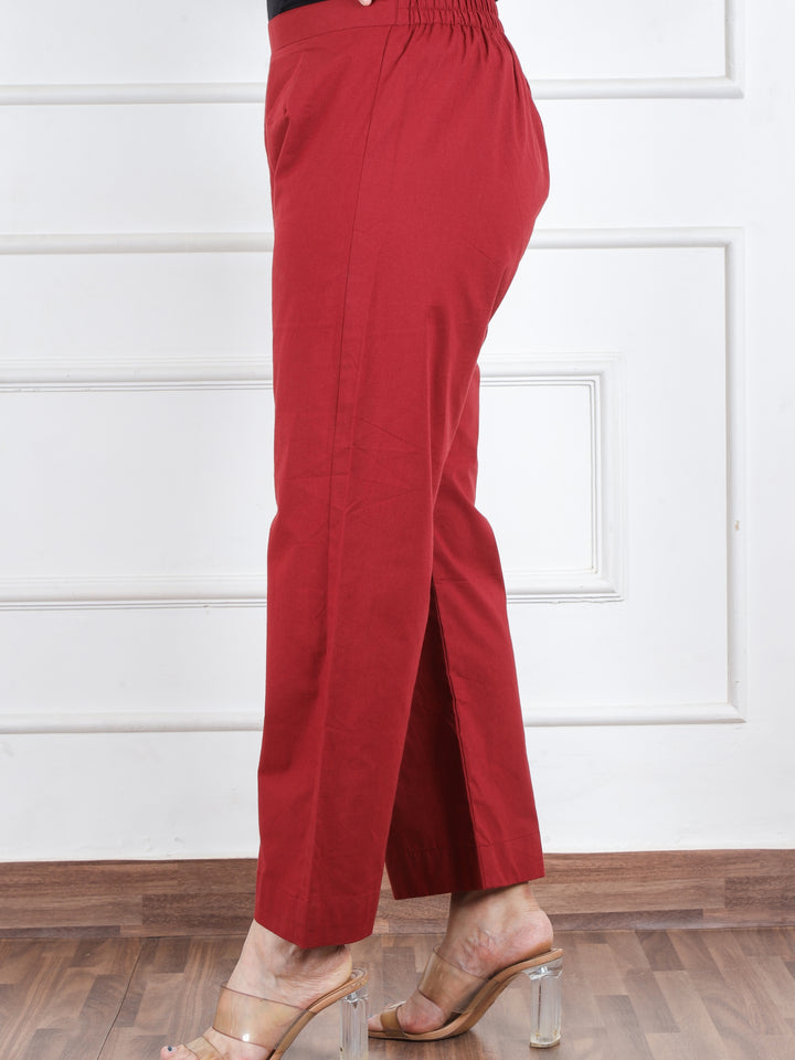 Cherry Red Plain Cotton Bottom