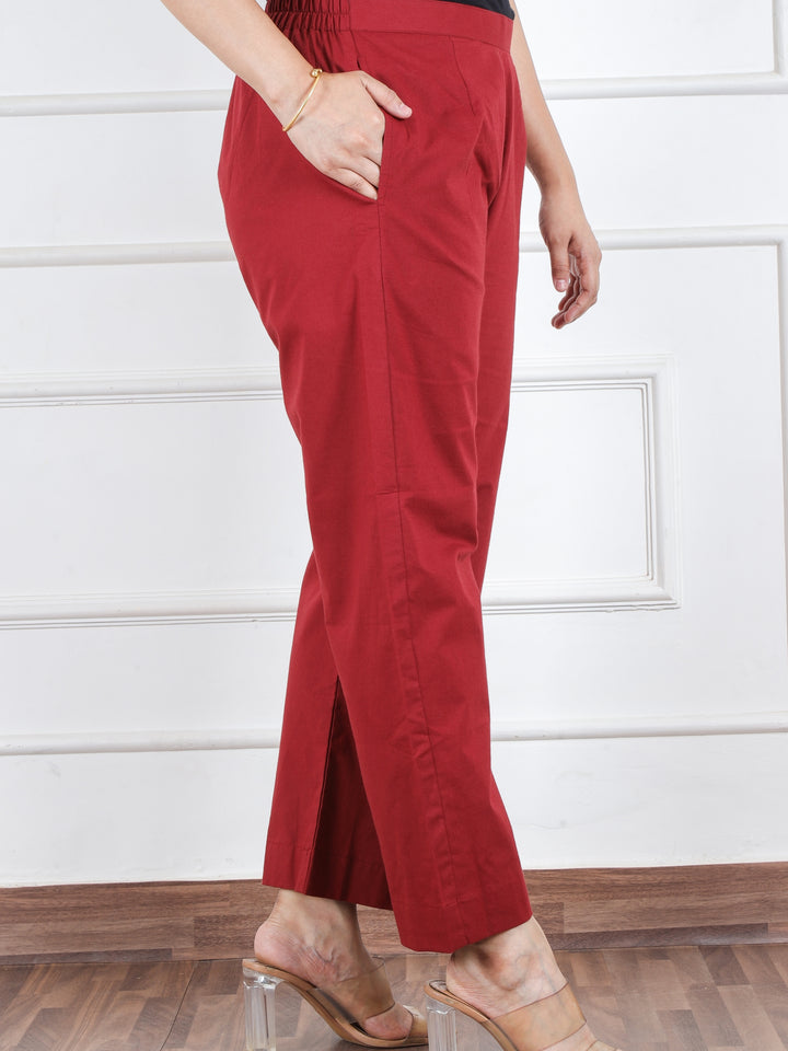 Cherry Red Plain Cotton Bottom