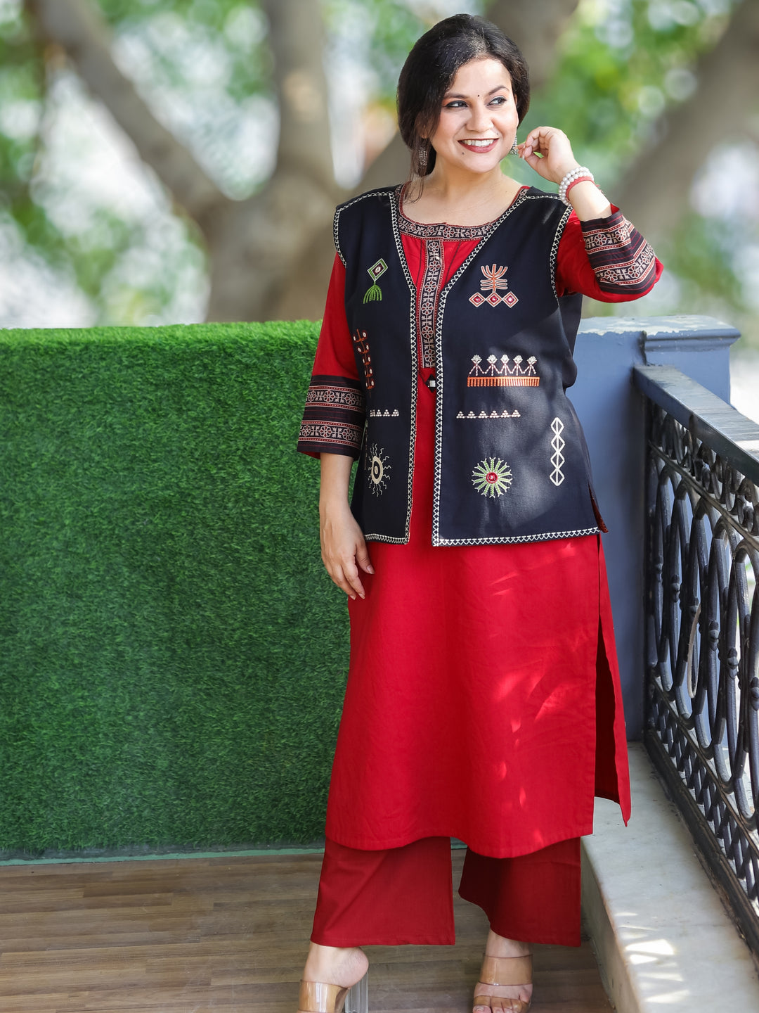 Sejal Midnight Black All Over Embroidered Work Cotton Jacket