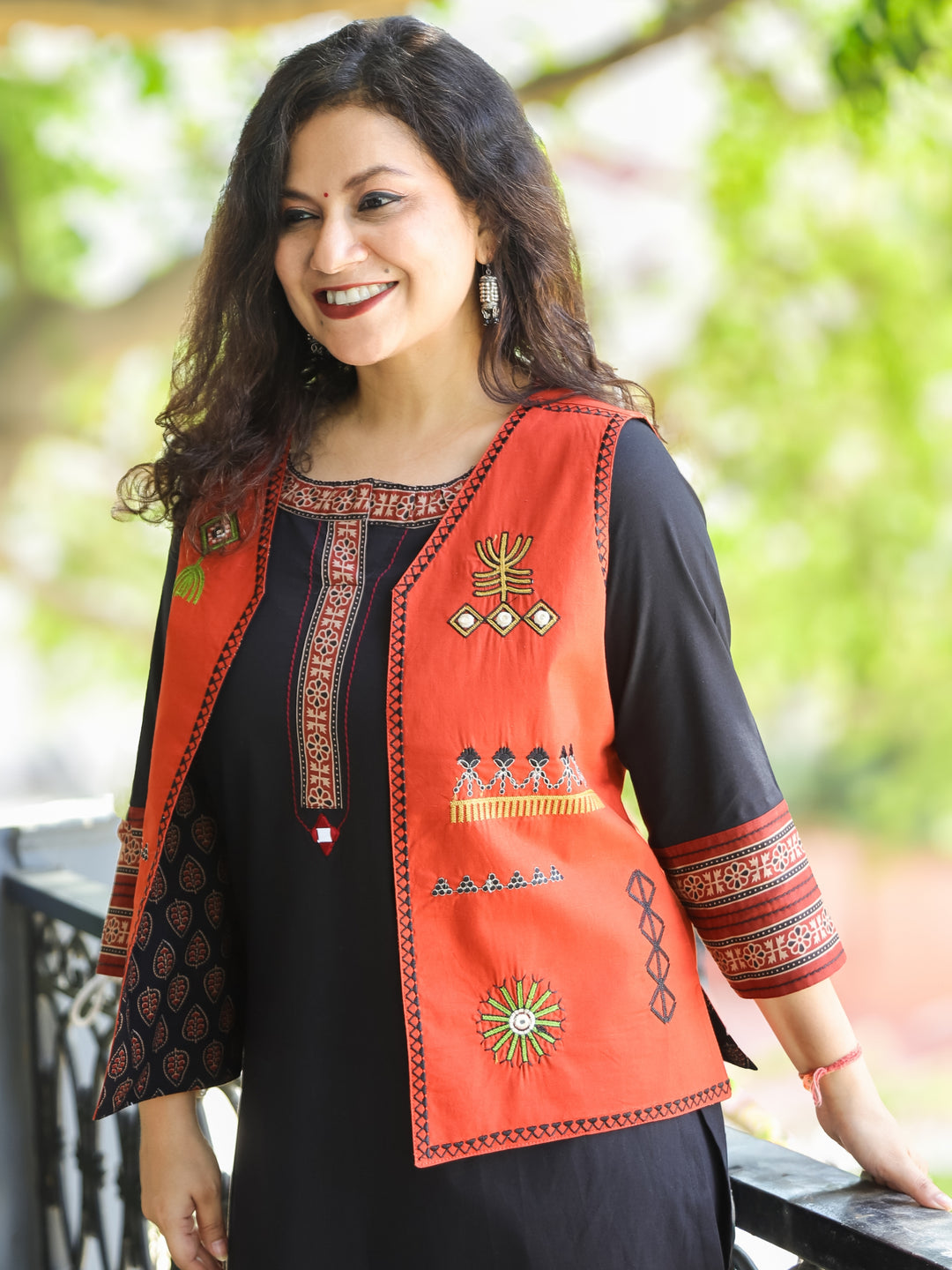 Sajj Night Black Round Neck with Printed Patch Work Cotton 2 Piece Set