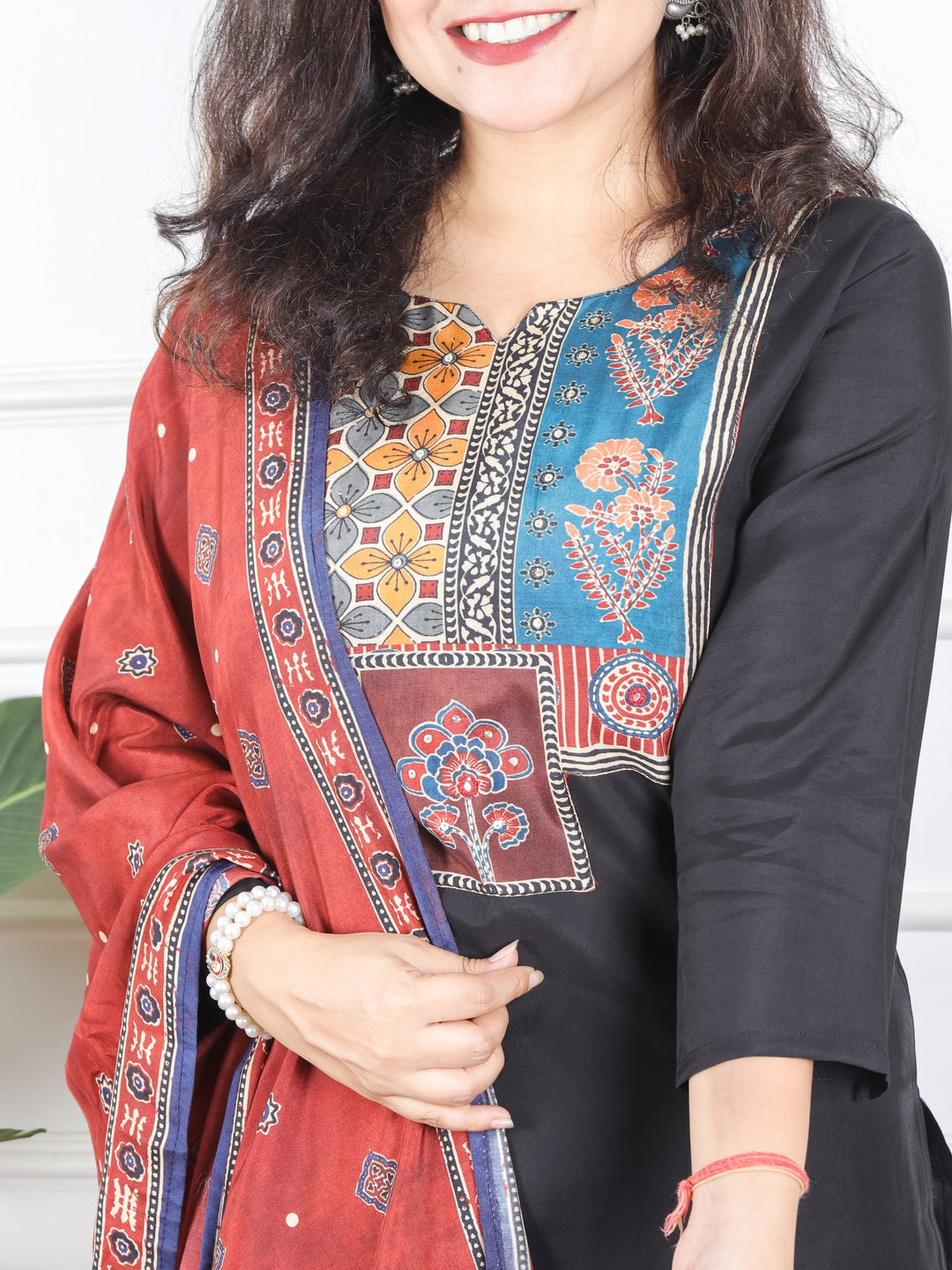 Samriddhi Night Black Digital Printed Patch with Sequine Work Modal 3 Piece Set