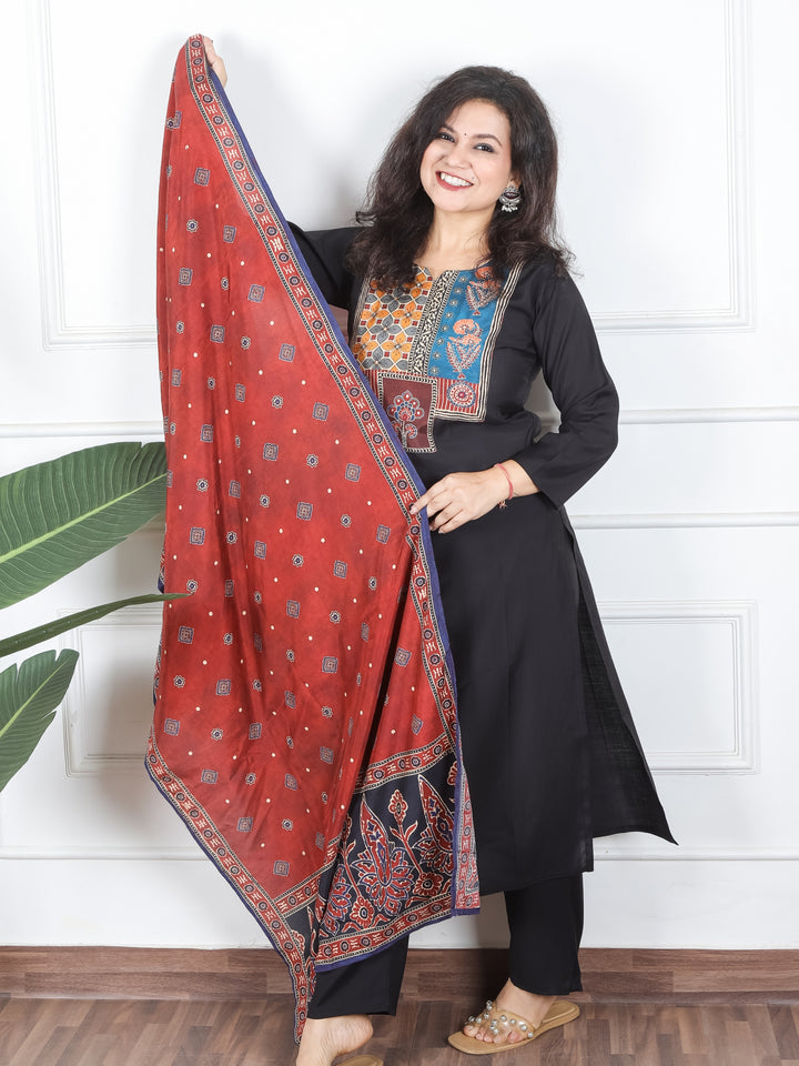 Samriddhi Night Black Digital Printed Patch with Sequine Work Modal 3 Piece Set
