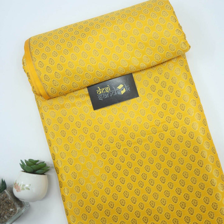 Turmeric Yellow Mahi Silk Brocade Top fabric