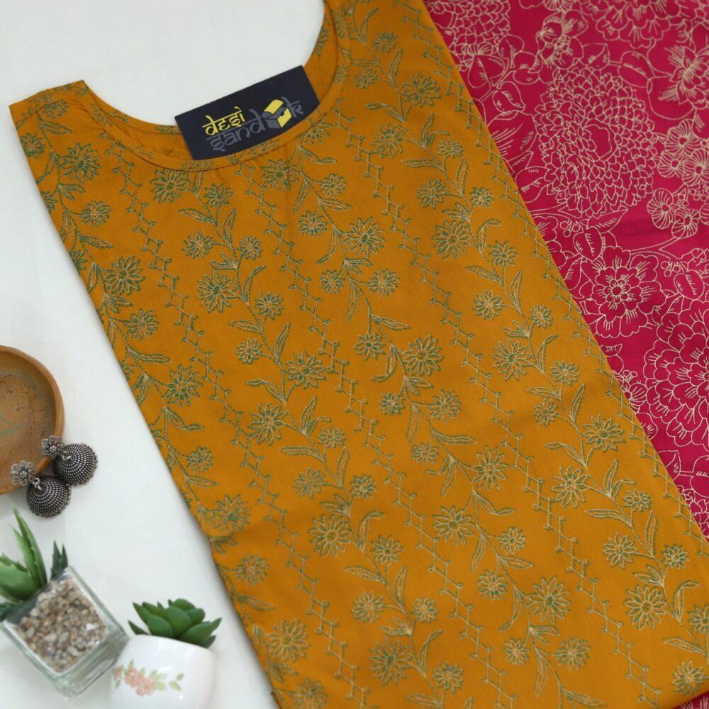 Dandelion Yellow Printed Cotton 2 Piece Set
