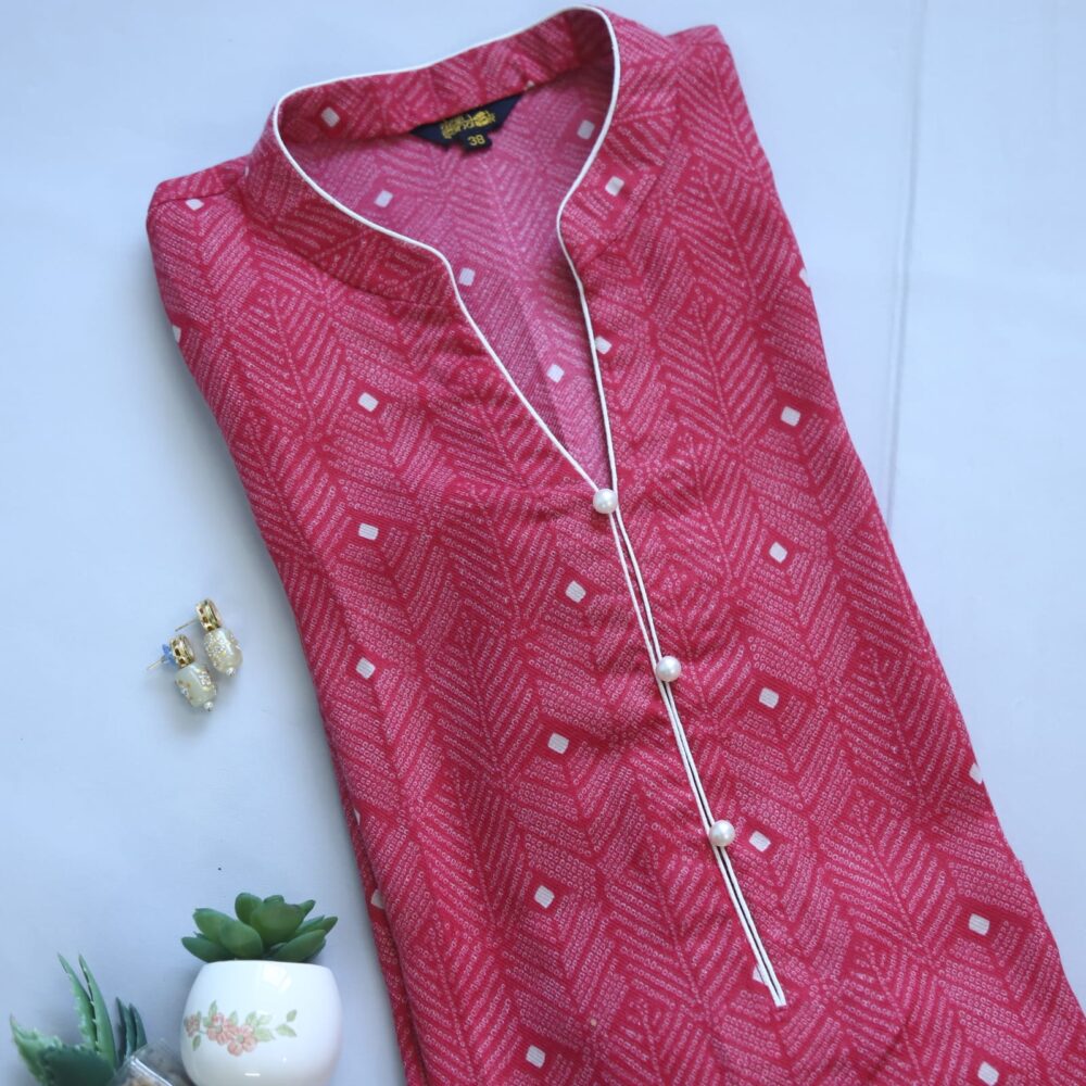 Pretty Pink Semi Pashmina Printed kurti