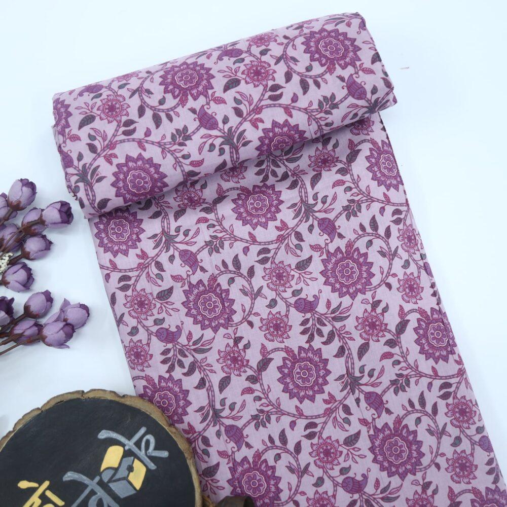 Purple Printed Cotton Fabric