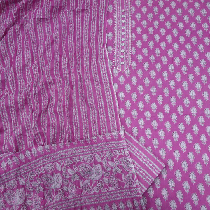 Mulberry Magenta Printed Cotton Top and Dupatta Set