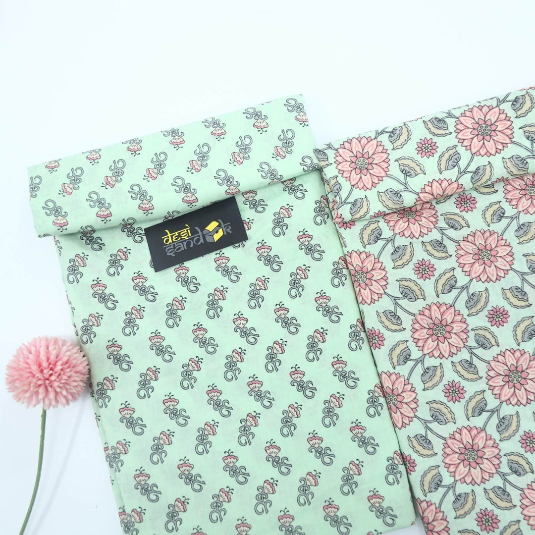 Tea Green Screen Printed Cotton Fabric