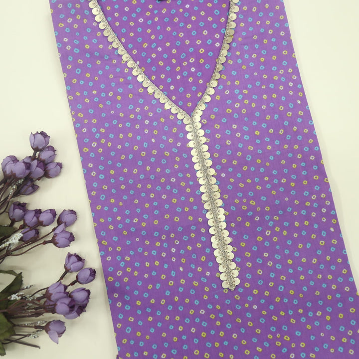 Purple Bandhani Inspired Printed Cotton Top