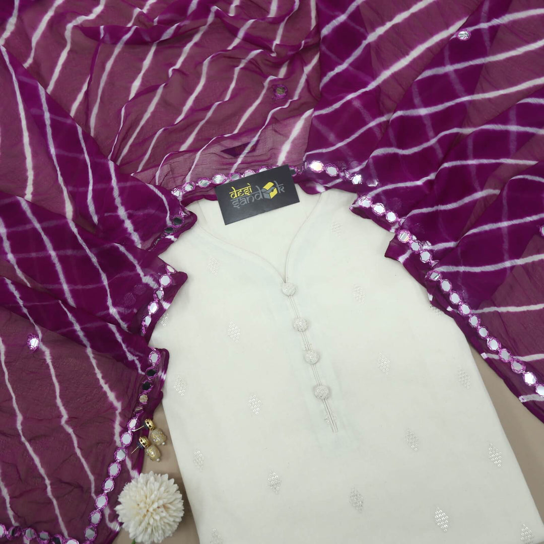 Purple Leheriya chiffon Dupatta