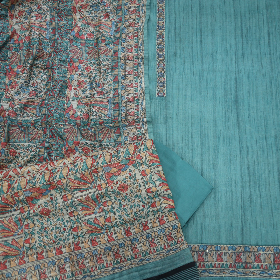 Kohinoor Sea Green Chanderi Top with Kantha Work Dupatta Set