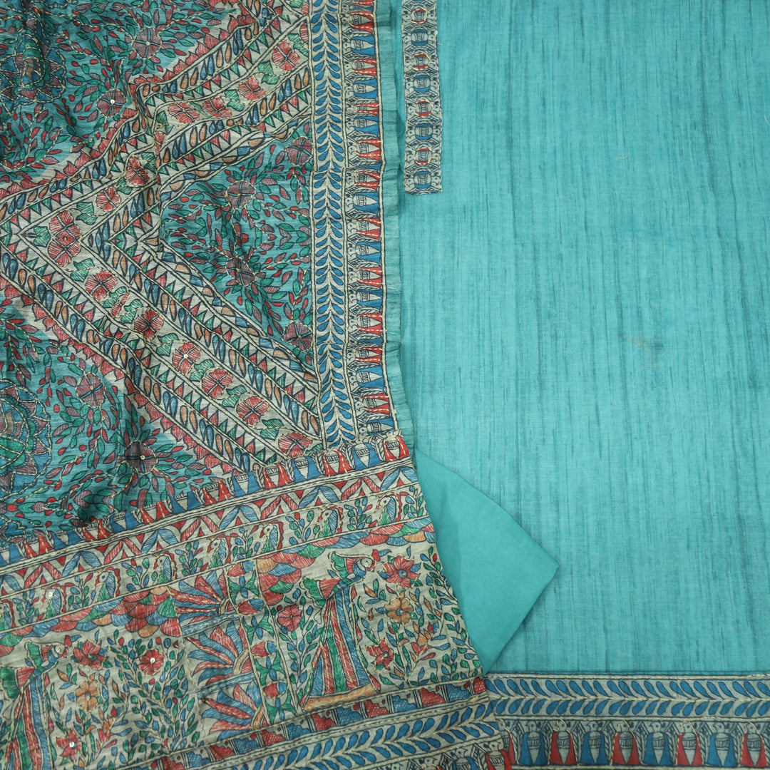 Kohinoor Sea Green Chanderi Top with Kantha Work Dupatta-D2