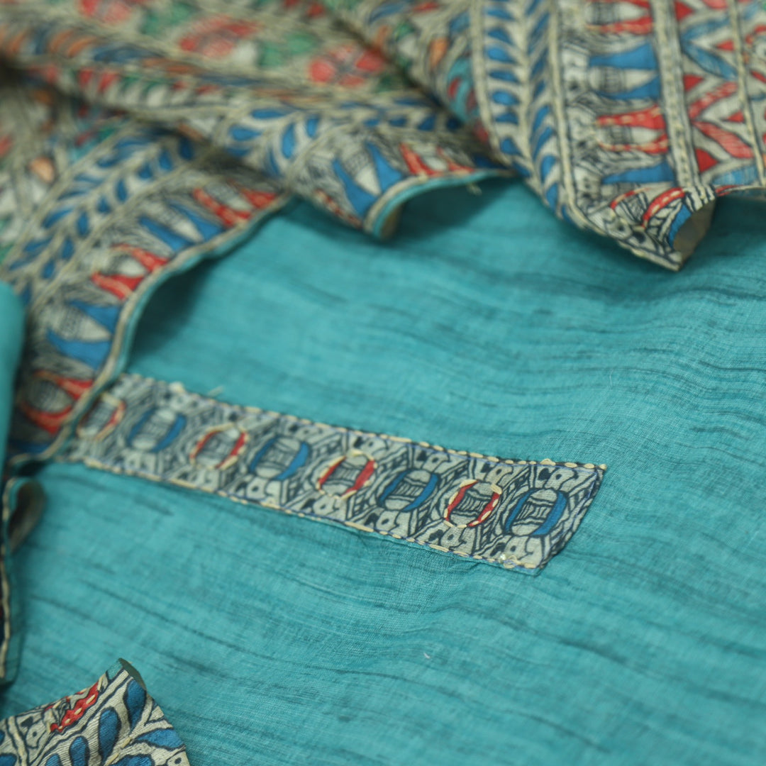 Kohinoor Sea Green Chanderi Top with Kantha Work Dupatta-D2