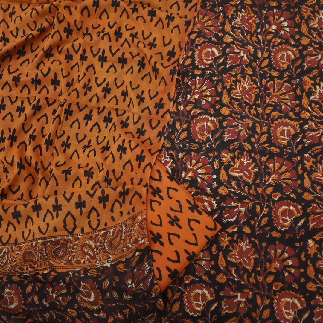 Lehjaa Burnt Orange Printed Cotton Top and Cotton Dupatta