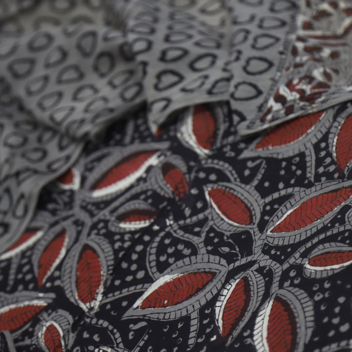 Lehjaa Thunder Grey Printed Cotton Top and Cotton Dupatta