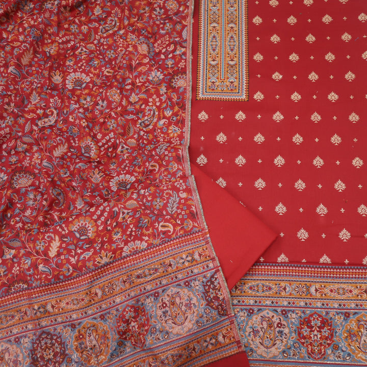 Tanhaai Bride Red Semi Pashmina Top with Semi Pashmina Dupatta