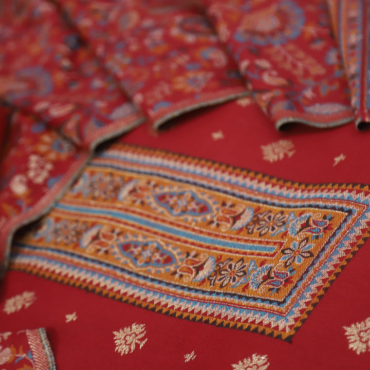 Tanhaai Bride Red Semi Pashmina Top with Semi Pashmina Dupatta