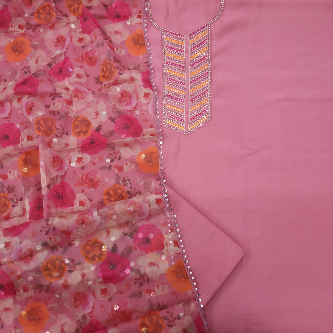 Iltezaa Rose Pink Modal Top With Organza Dupatta