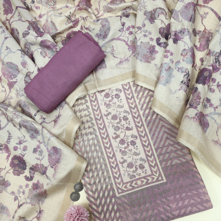 Falsafa Ocean Purple Tussar Chanderi Top With Chanderi Silk Dupatta