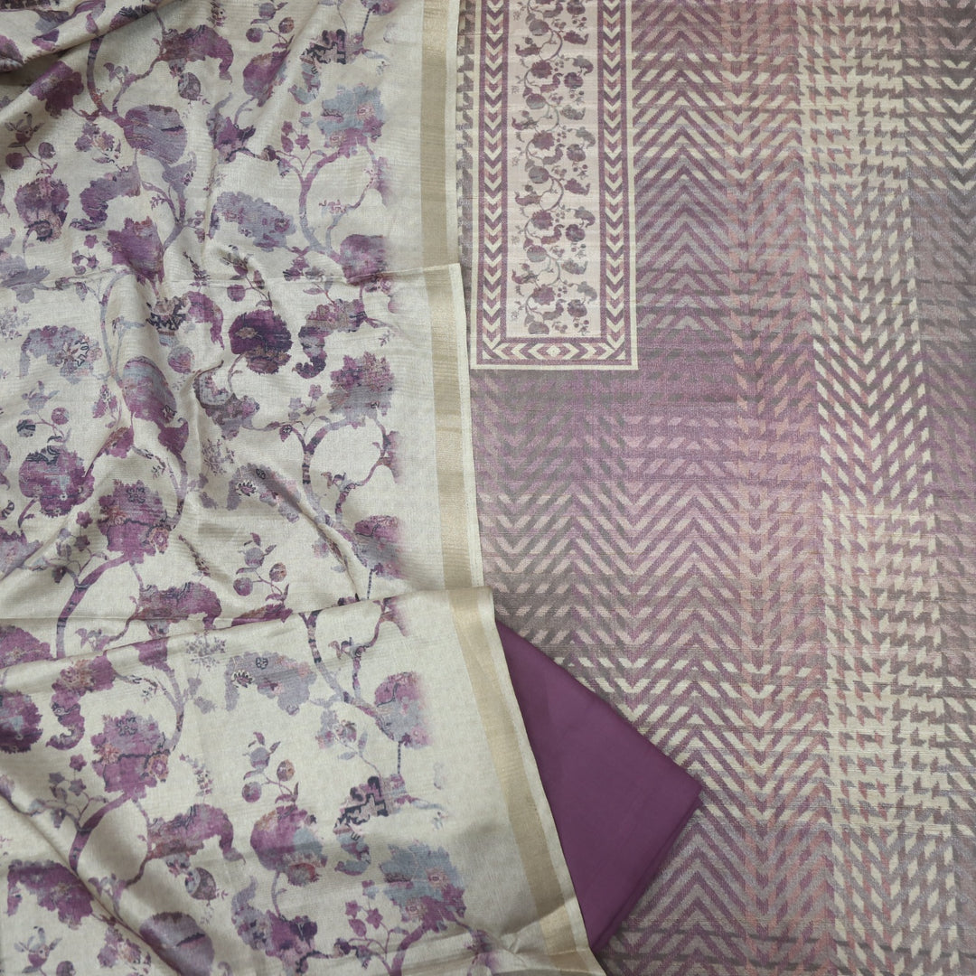 Falsafa Ocean Purple Tussar Chanderi Top With Chanderi Silk Dupatta