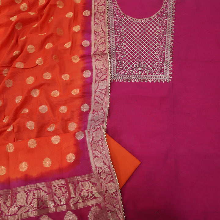 Aatish Blinky Purple Chanderi Top With Printed Chanderi Silk Dupatta