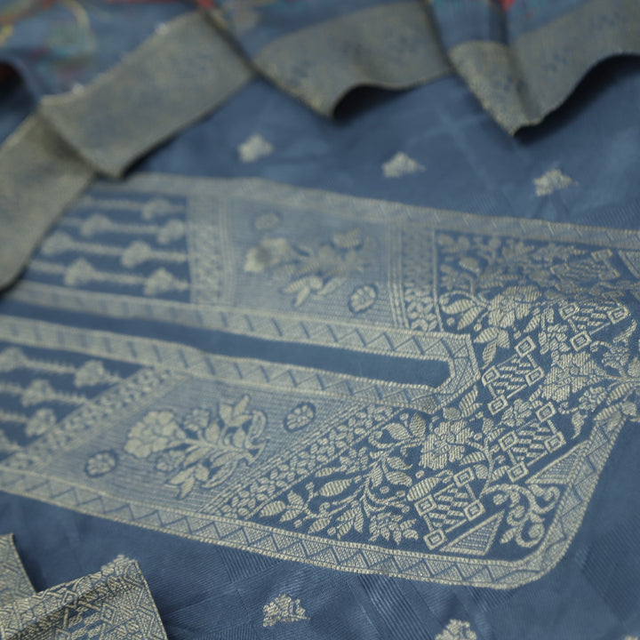 Garj Slate Grey Semi Pashmina Top with Semi Pashmina Dupatta