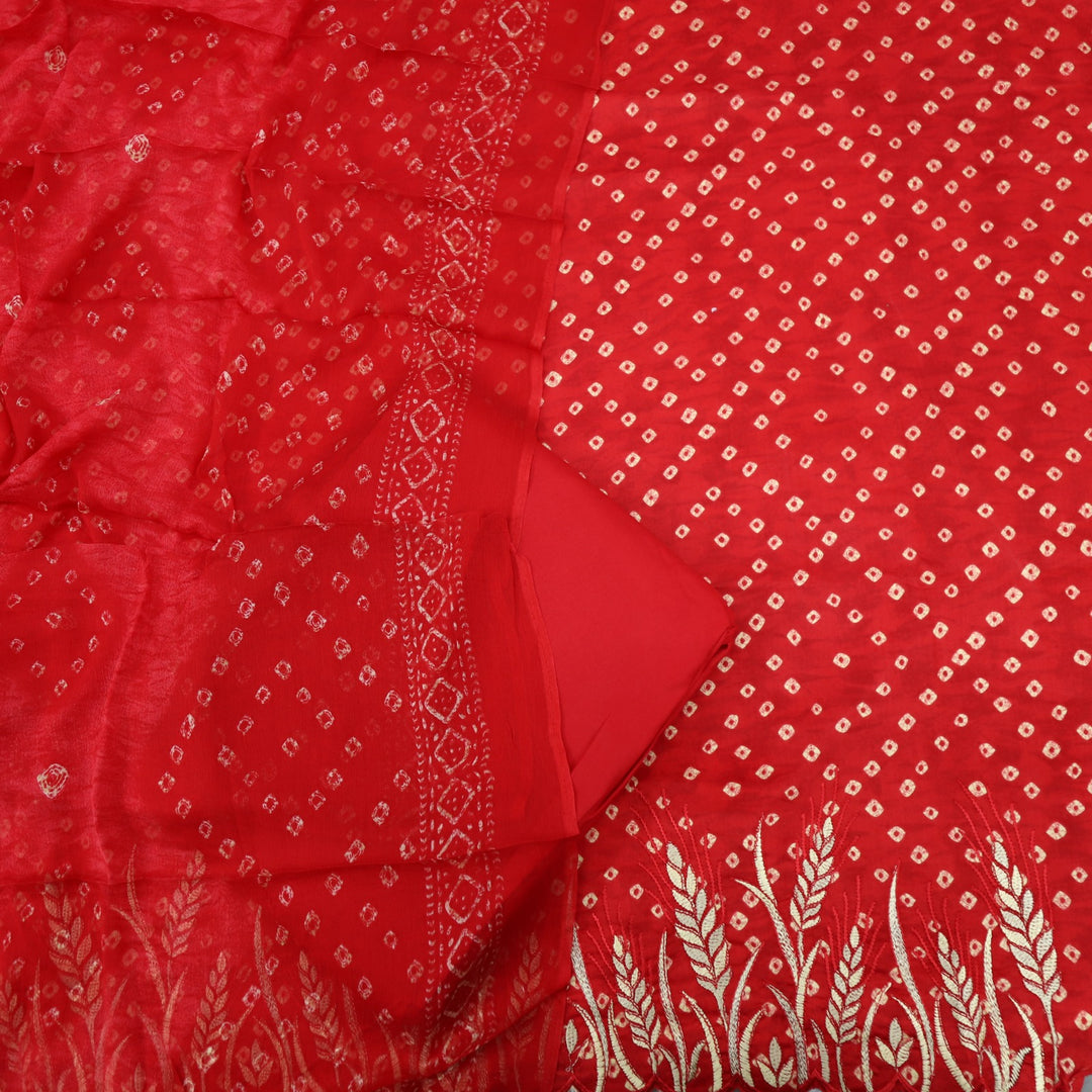 Tadbeer Rose Red Jam Cotton Top with Chiffon Dupatta