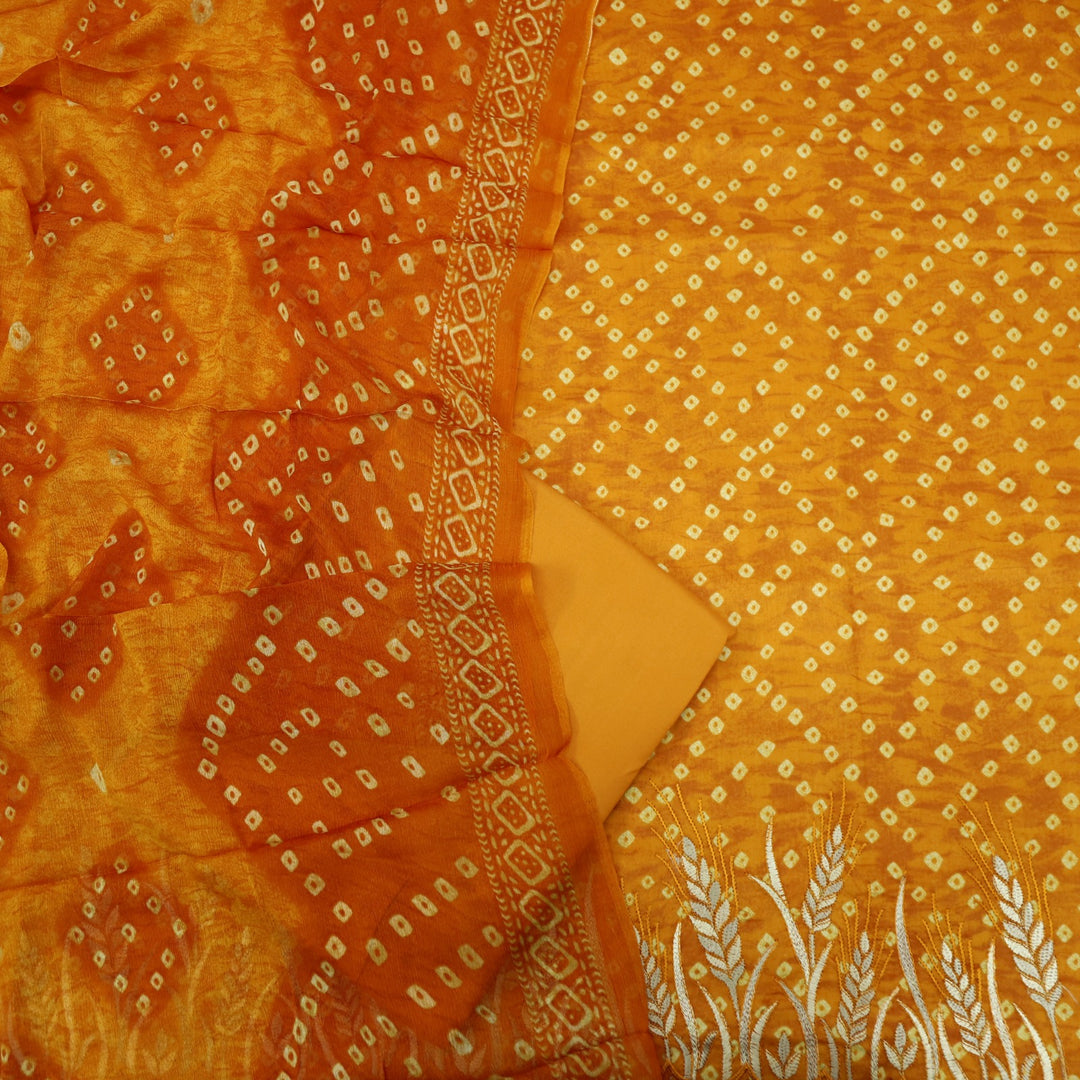 Tadbeer Merigold Orange Jam Cotton Top with Chiffon Dupatta
