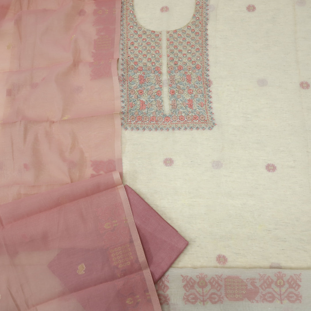 Jannat Fiery Rose Pink Jamdani Top and Jamdani Dupatta