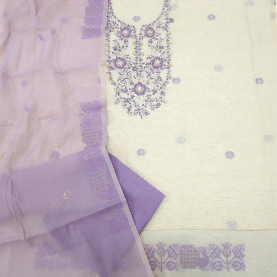 Rooh Mauve Purple French Knot Embroidery Jamdani Set