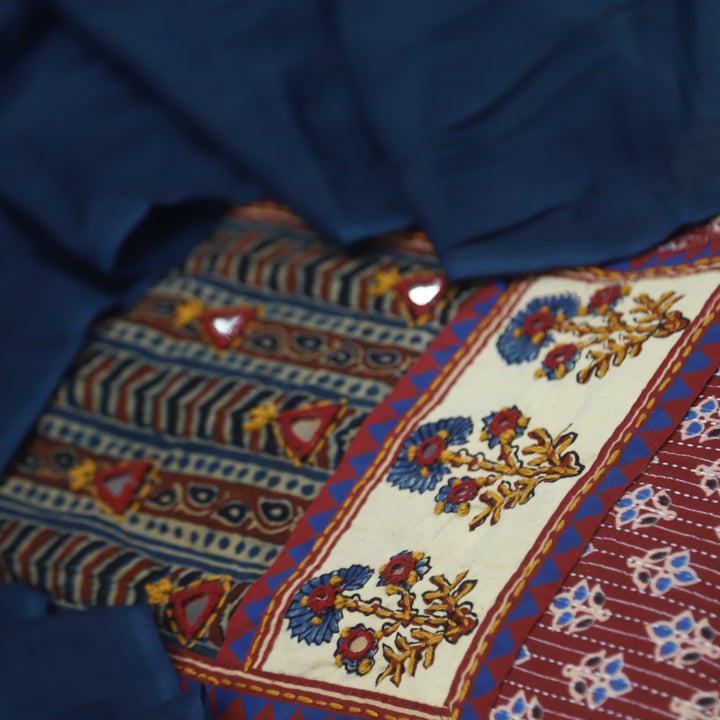Anokhi Brick Red Ajrak Cotton Top with Printed Dupatta
