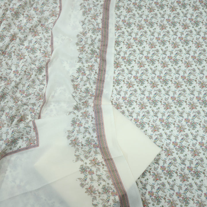 Sharbati Cream White Floral Print Semi Pashmina Suit Set D-6