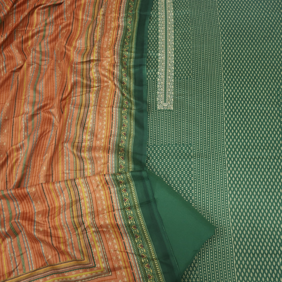 Ghayrat Forest Green Printed Semi Pashmina Suit Set