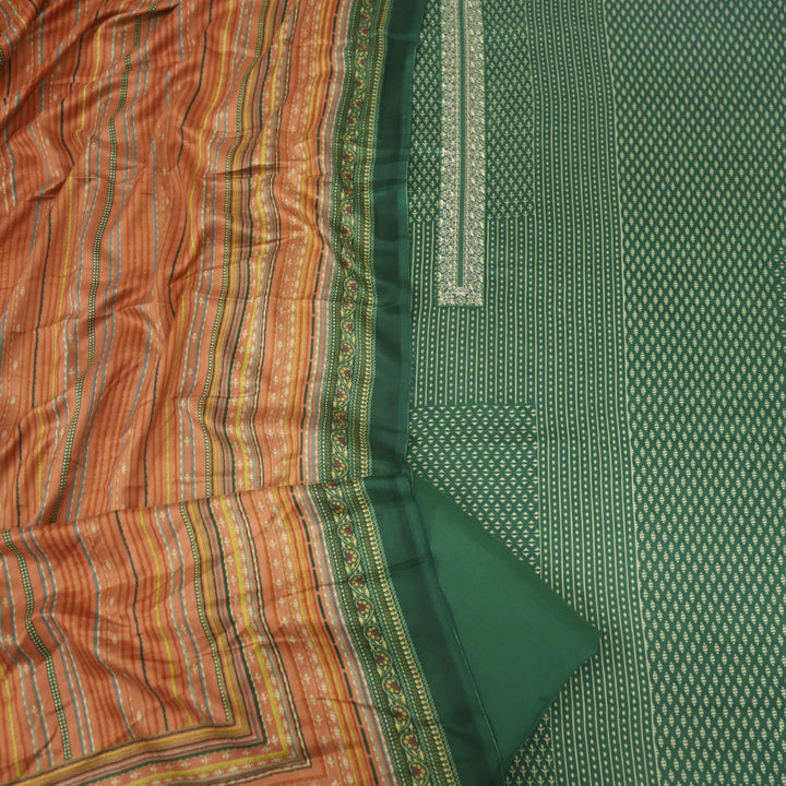 Ghayrat Forest Green Printed Semi Pashmina Suit Set