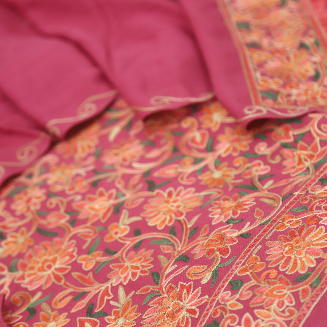 Faqat Charming Pink Embroidered Semi Pashmina Suit Set