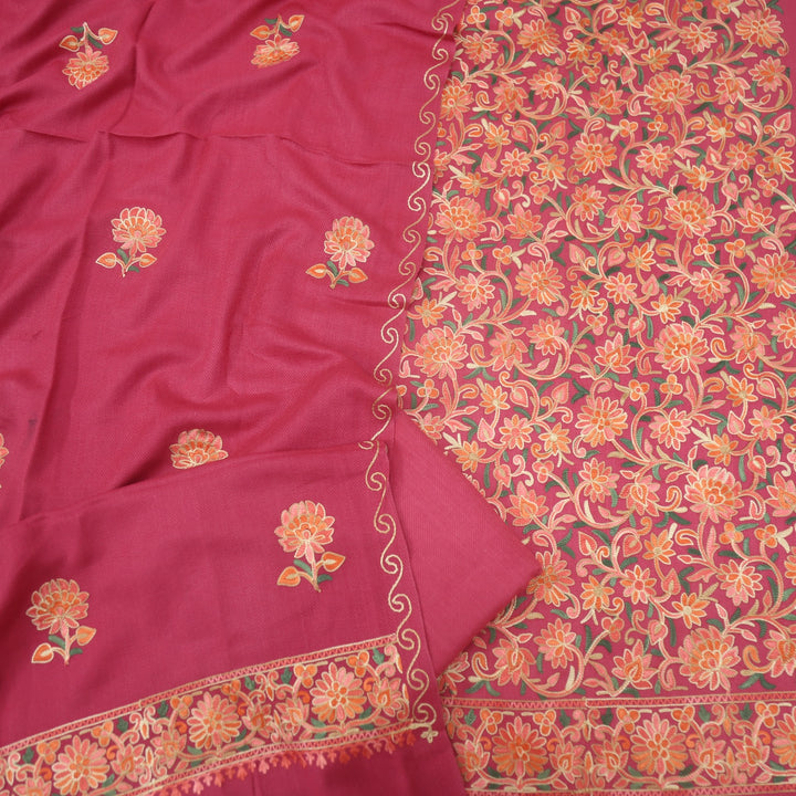 Faqat Charming Pink Embroidered Semi Pashmina Suit Set