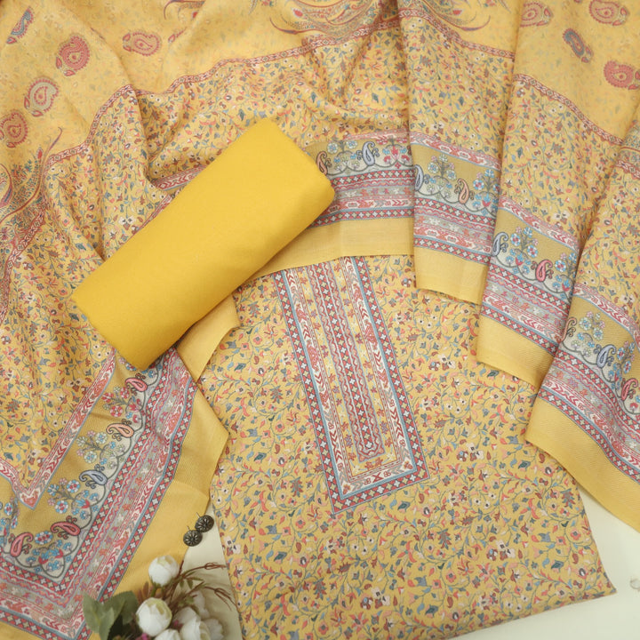 Tawana Cyber Floral Kanni Printed Semi Pashmina Suit Set D-4