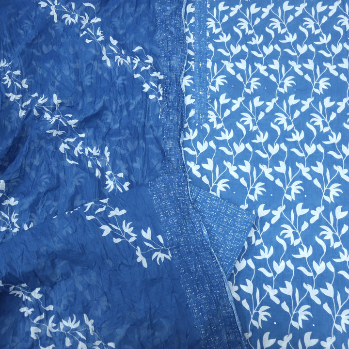 Takalluf Sapphire Blue Purple Floral Printed Cotton Suit Set
