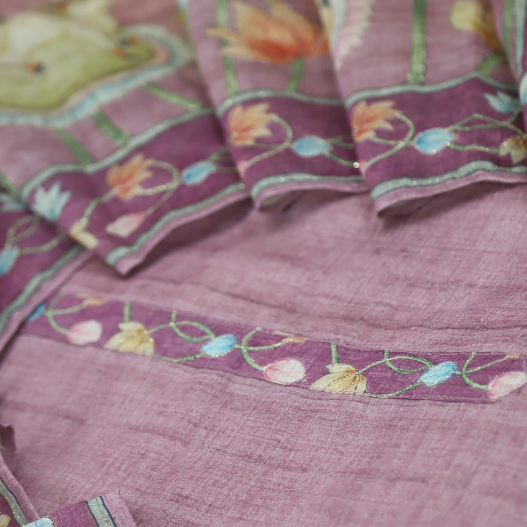 Kohinoor Mulberry Mauve Chanderi Top with Chanderi Dupatta